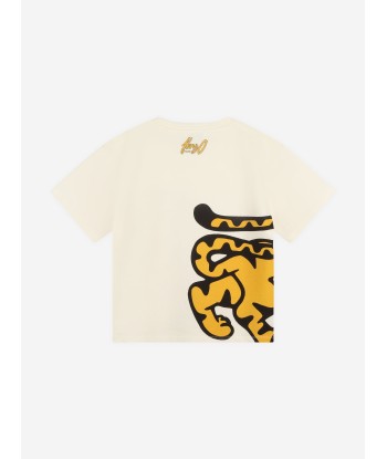 KENZO Boys Tiger Print T-Shirt in Ivory 50% de réduction en Octobre 2024