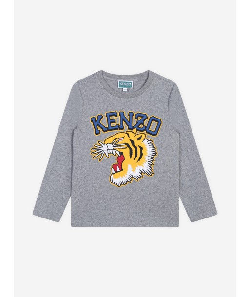 KENZO Boys Long Sleeve Logo T-Shirt in Grey store