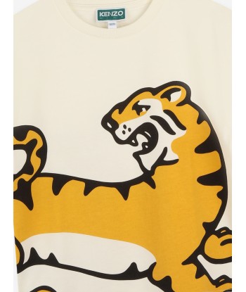 KENZO Boys Tiger Print T-Shirt in Ivory 50% de réduction en Octobre 2024