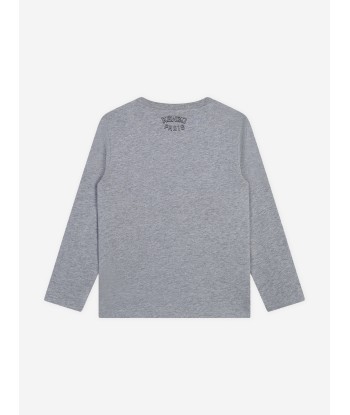 KENZO Boys Long Sleeve Logo T-Shirt in Grey store