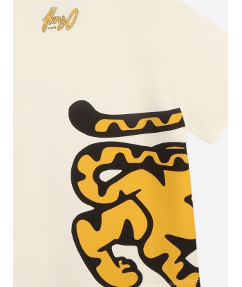 KENZO Boys Tiger Print T-Shirt in Ivory 50% de réduction en Octobre 2024