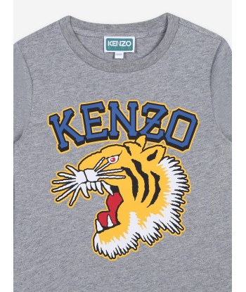 KENZO Boys Long Sleeve Logo T-Shirt in Grey store