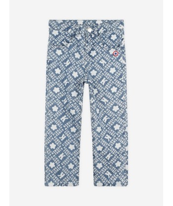 KENZO Kids Logo Print Jeans in Blue en linge