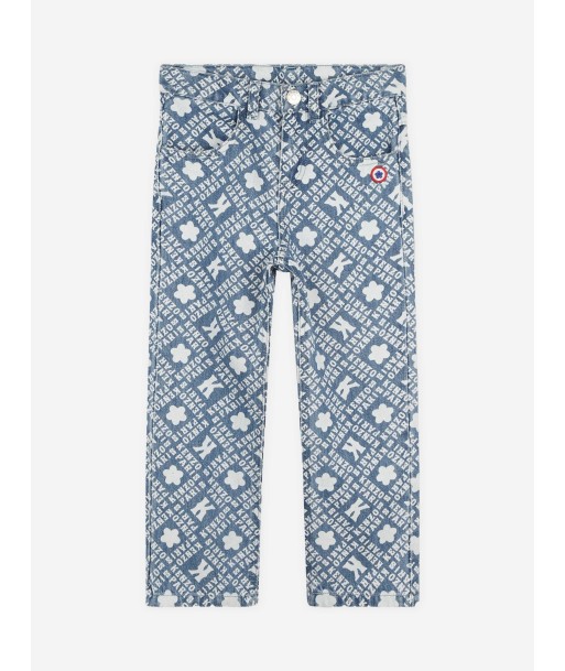 KENZO Kids Logo Print Jeans in Blue en linge