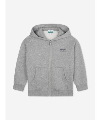 KENZO Boys Logo Zip Up Top in Grey les muscles