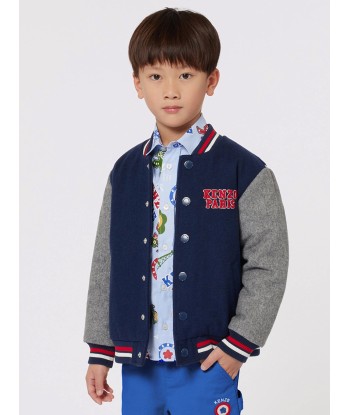 KENZO Boys Wool Bomber Jacket in Navy Comparez et commandez 