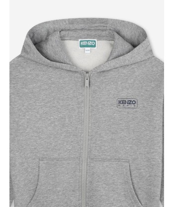 KENZO Boys Logo Zip Up Top in Grey les muscles