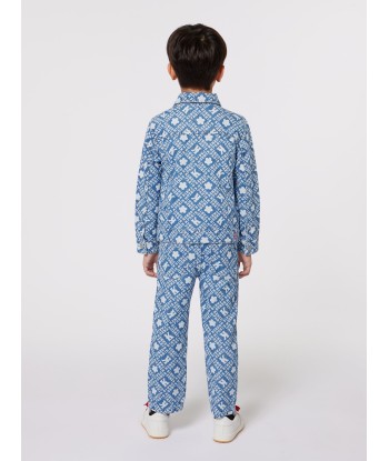 KENZO Kids Logo Print Jeans in Blue en linge