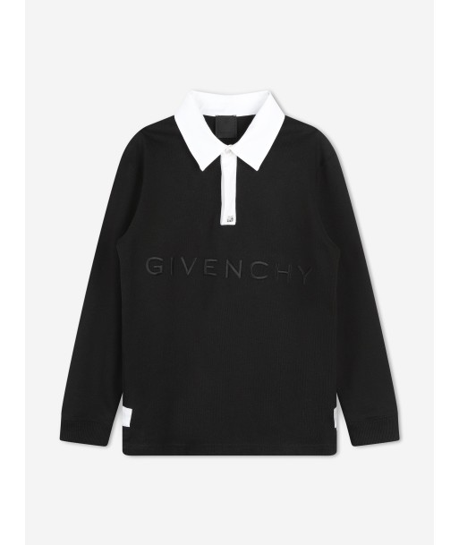 Givenchy Boys Long Sleeve Jersey Polo Shirt in Black en ligne des produits 