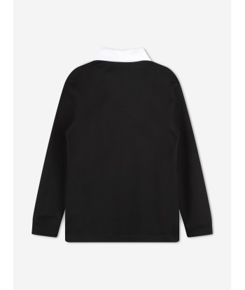 Givenchy Boys Long Sleeve Jersey Polo Shirt in Black en ligne des produits 