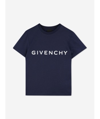 Givenchy Boys Logo Print T-Shirt in Navy en ligne