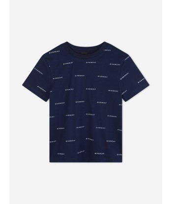 Givenchy Boys Logo Print T-Shirt in Navy solde