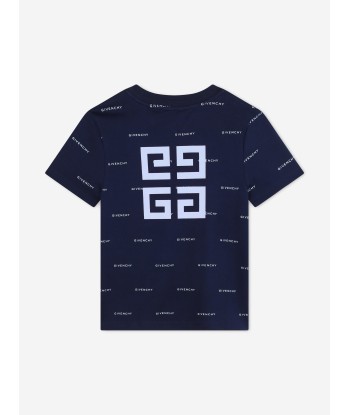 Givenchy Boys Logo Print T-Shirt in Navy solde