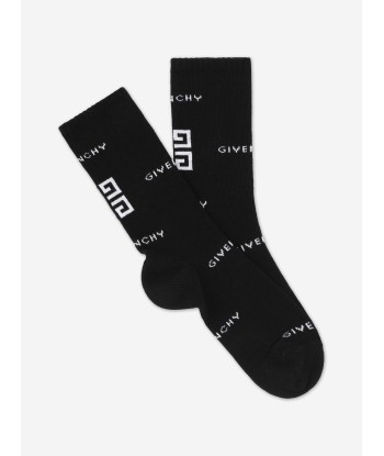 Givenchy Boys Jacquard Logo Socks in Black la colonne vertébrale