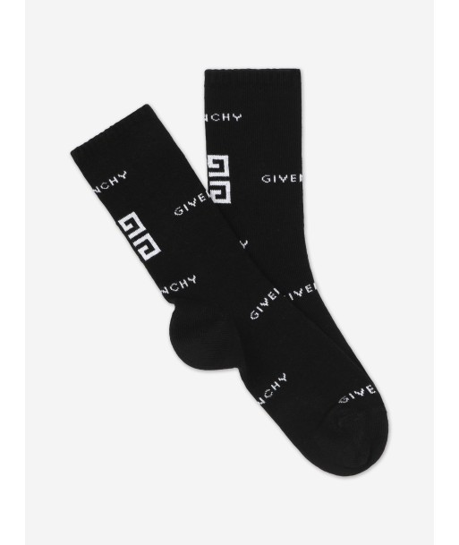 Givenchy Boys Jacquard Logo Socks in Black la colonne vertébrale