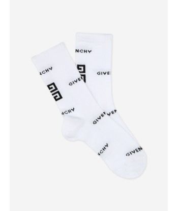 Givenchy Boys Jacquard Logo Socks in White Découvrez la collection