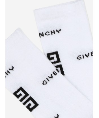 Givenchy Boys Jacquard Logo Socks in White Découvrez la collection