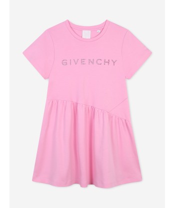 Givenchy Girls Diamante Logo Jersey Dress in Pink pas cher chine