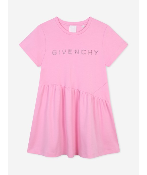 Givenchy Girls Diamante Logo Jersey Dress in Pink pas cher chine