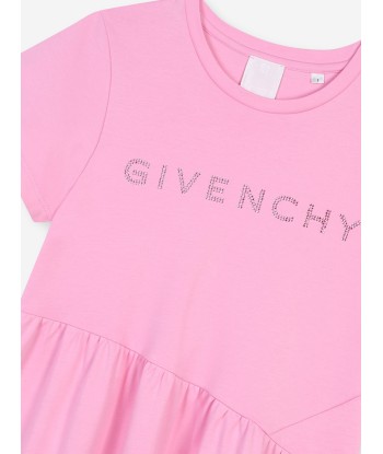 Givenchy Girls Diamante Logo Jersey Dress in Pink pas cher chine