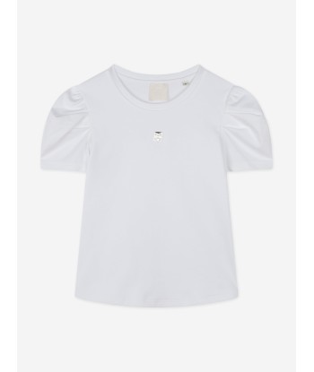 Givenchy Girls Puffy Sleeve Logo T-Shirt in White destockage