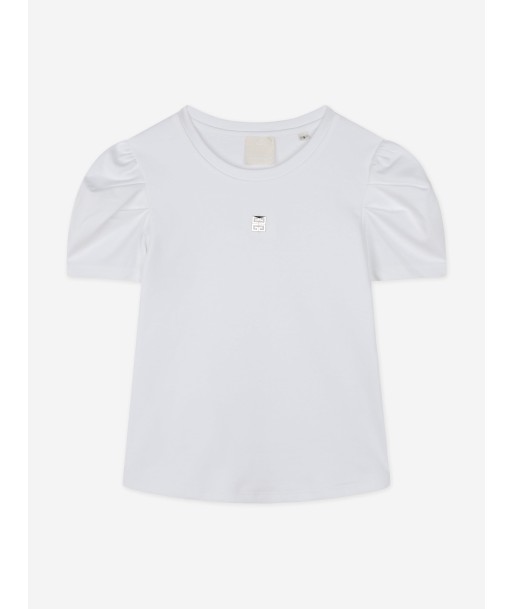 Givenchy Girls Puffy Sleeve Logo T-Shirt in White destockage