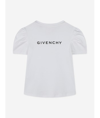 Givenchy Girls Puffy Sleeve Logo T-Shirt in White destockage