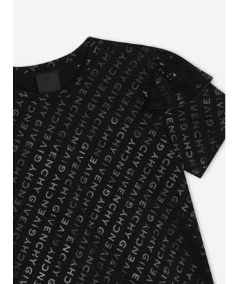 Givenchy Girls Logo Print Ruffle T-Shirt in Black destockage