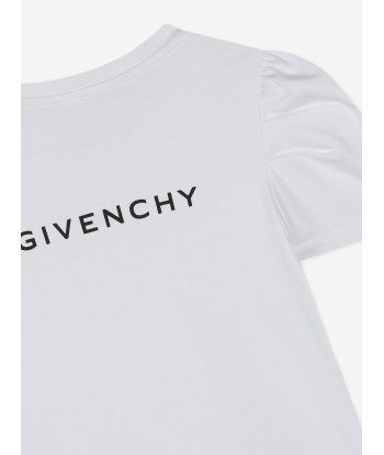 Givenchy Girls Puffy Sleeve Logo T-Shirt in White destockage