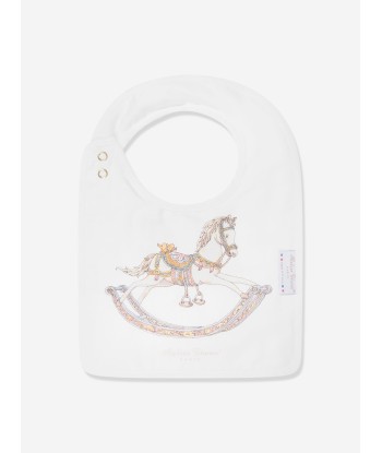 Atelier Choux Baby Rocking Horse Swaddle And Satin Bib Gift Set in White acheter