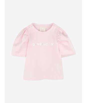 Givenchy Baby Girls Puffy Sleeve Logo T-Shirt in Pink pas chere