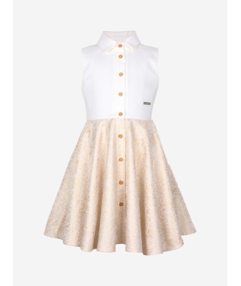 Jessie And James Girls Joyful Peplum Dress in Gold Pour