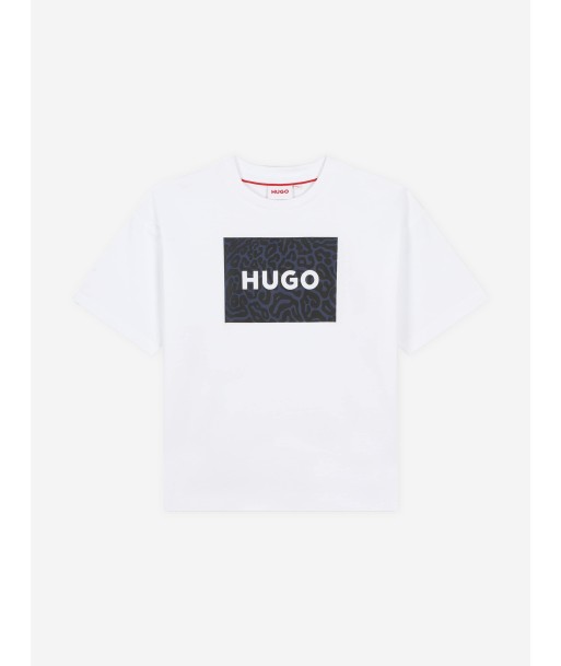 Hugo Boys Logo Print T-Shirt in White la livraison gratuite