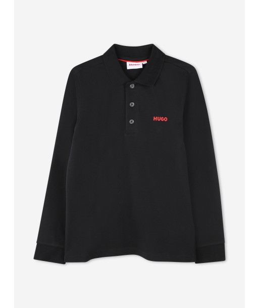 Hugo Boys Long Sleeve Polo Shirt in Black meilleur choix