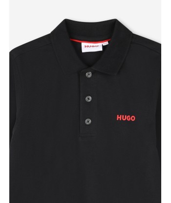 Hugo Boys Long Sleeve Polo Shirt in Black meilleur choix