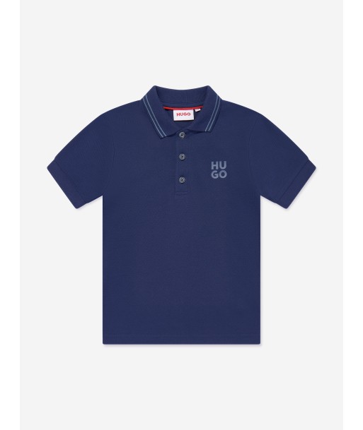 Hugo Boys Logo Print Polo Shirt in Blue Toutes les collections ici