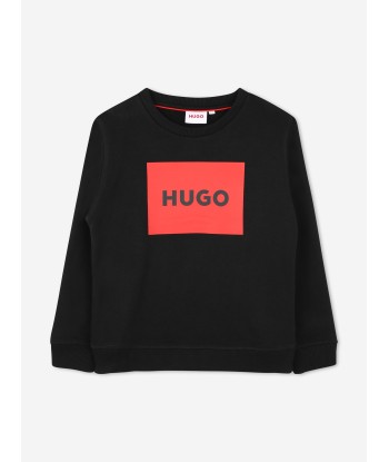 Hugo Boys Logo Print Sweatshirt in Black outlet