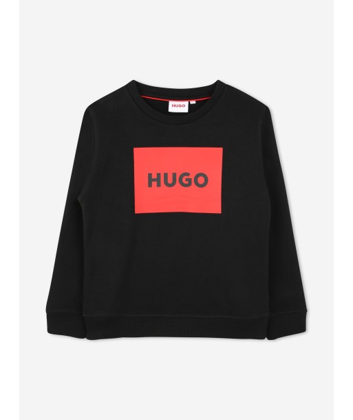 Hugo Boys Logo Print Sweatshirt in Black outlet