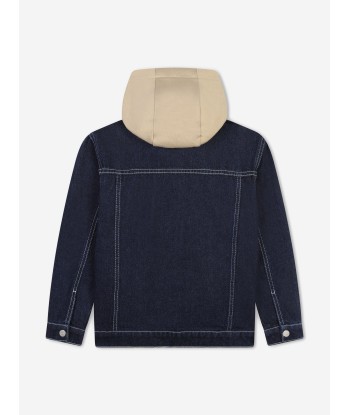 Hugo Boys Hooded Denim Jacket in Blue Faites des économies