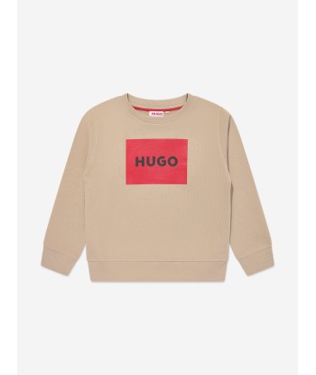 Hugo Boys Logo Print Sweatshirt in Beige de France