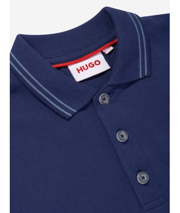 Hugo Boys Logo Print Polo Shirt in Blue Toutes les collections ici