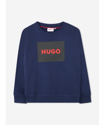 Hugo Boys Logo Print Sweatshirt in Blue sur le site 