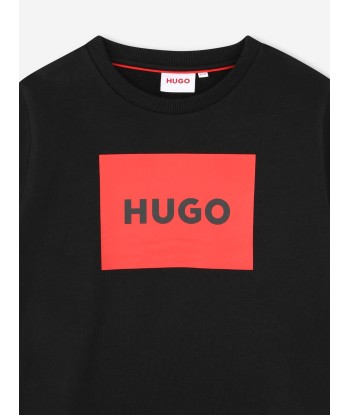 Hugo Boys Logo Print Sweatshirt in Black outlet