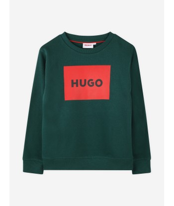 Hugo Boys Logo Print Sweatshirt in Green Pour