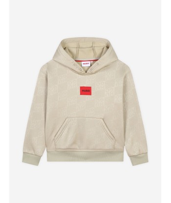 Hugo Boys Logo Hoodie in Beige Profitez des Offres !