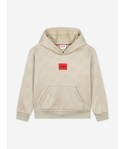 Hugo Boys Logo Hoodie in Beige Profitez des Offres !