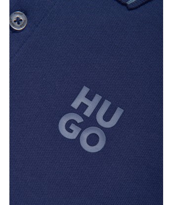 Hugo Boys Logo Print Polo Shirt in Blue Toutes les collections ici