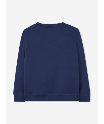 Hugo Boys Logo Print Sweatshirt in Blue sur le site 