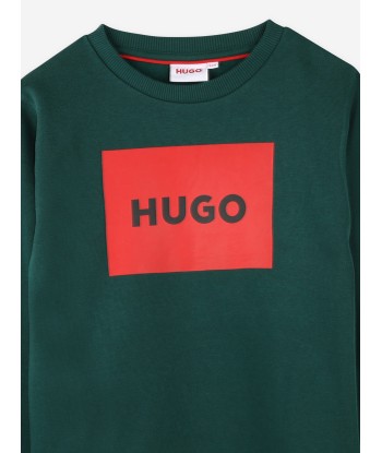 Hugo Boys Logo Print Sweatshirt in Green Pour