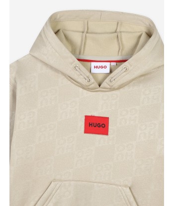 Hugo Boys Logo Hoodie in Beige Profitez des Offres !